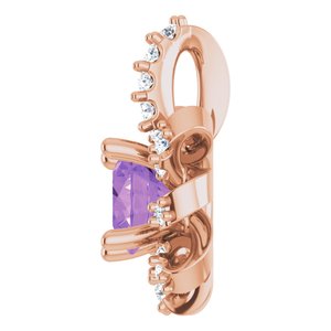 14K Rose Gold Natural Amethyst & .07 CTW Natural Diamond Halo-Style Pendant