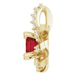 14K Yellow Gold Natural Mozambique Garnet & .07 CTW Natural Diamond Halo-Style Pendant