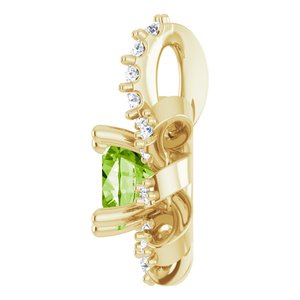 14K Yellow Gold Natural Peridot & .07 CTW Natural Diamond Halo-Style Pendant