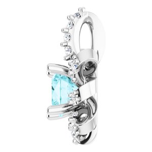 Platinum Natural Blue Zircon & .07 CTW Natural Diamond Halo-Style Pendant