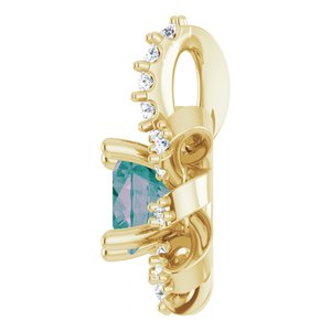 14K Yellow Gold Lab-Grown Alexandrite & .07 CTW Natural Diamond Halo-Style Pendant