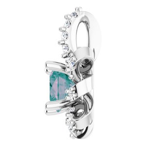 Sterling Silver Lab-Grown Alexandrite & .07 CTW Natural Diamond Halo-Style Pendant