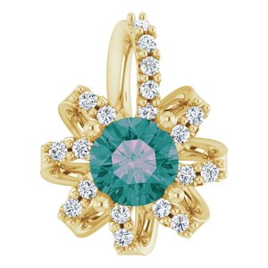 14K Yellow Gold Lab-Grown Alexandrite & .07 CTW Natural Diamond Halo-Style Pendant
