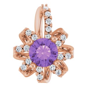 14K Rose Gold Natural Amethyst & .07 CTW Natural Diamond Halo-Style Pendant
