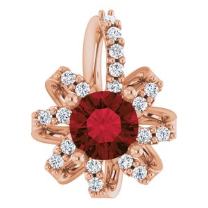 14K Rose Gold Natural Mozambique Garnet & .07 CTW Natural Diamond Halo-Style Pendant