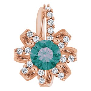 14K Rose Gold Lab-Grown Alexandrite & .07 CTW Natural Diamond Halo-Style Pendant