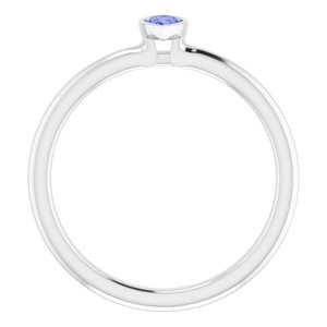 14K White Gold Natural Tanzanite Stackable Ring
