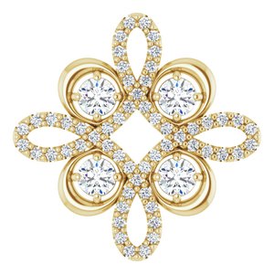 14K Yellow Gold 3/8 CTW Natural Diamond Clover Pendant