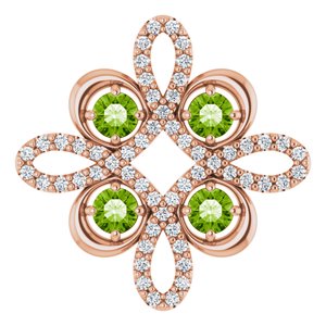 14K Rose Gold Natural Peridot & 1/6 CTW Natural Diamond Clover Pendant
