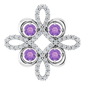 14K White Gold Natural Amethyst & 1/6 CTW Natural Diamond Pendant