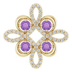 14K Yellow Gold Natural Amethyst & 1/6 CTW Natural Diamond Pendant