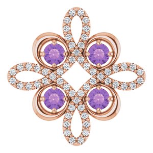14K Rose Gold Natural Amethyst & 1/6 CTW Natural Diamond Pendant