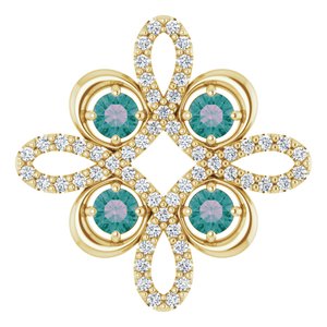 14K Yellow Gold Natural Alexandrite & 1/6 CTW Natural Diamond Pendant