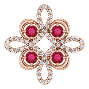14K Rose Gold Natural Ruby & 1/6 CTW Natural Diamond Clover Pendant