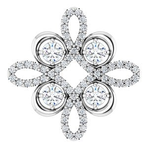 14K White Gold 3/8 CTW Natural Diamond Clover Pendant