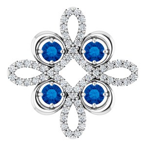 Platinum Natural Blue Sapphire & 1/6 CTW Natural Diamond Clover Pendant