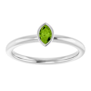 14K White Gold Imitation Peridot Stackable Ring