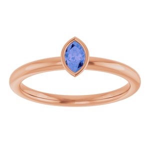 14K Rose Gold Natural Tanzanite Stackable Ring