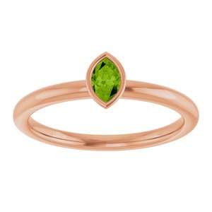 14K Rose Gold Imitation Peridot Stackable Ring