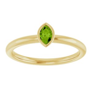 14K Yellow Gold Imitation Peridot Stackable Ring