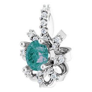 Platinum Lab-Grown Alexandrite & .07 CTW Natural Diamond Halo-Style Pendant