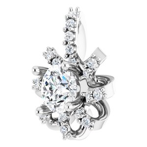 Sterling Silver Natural White Sapphire & .07 CTW Natural Diamond Halo-Style Pendant