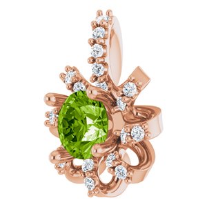 14K Rose Gold Natural Peridot & .07 CTW Natural Diamond Halo-Style Pendant