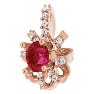 14K Rose Gold Natural Ruby & .07 CTW Natural Diamond Halo-Style Pendant