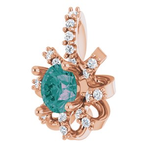 14K Rose Gold Lab-Grown Alexandrite & .07 CTW Natural Diamond Halo-Style Pendant