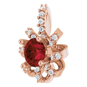 14K Rose Gold Natural Mozambique Garnet & .07 CTW Natural Diamond Halo-Style Pendant