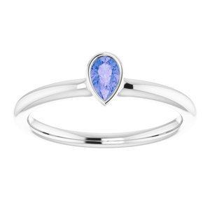 14K White Gold Natural Tanzanite Stackable Ring
