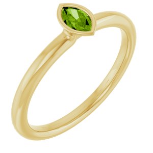 14K Yellow Gold Imitation Peridot Stackable Ring
