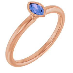 14K Rose Gold Natural Tanzanite Stackable Ring