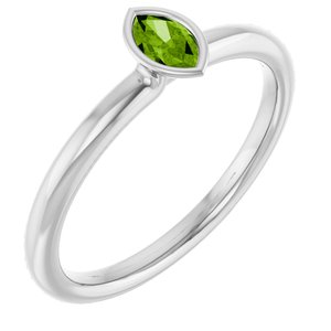 Platinum Imitation Peridot Stackable Ring