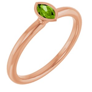 14K Rose Gold Imitation Peridot Stackable Ring