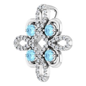 Platinum Natural Aquamarine & 1/6 CTW Natural Diamond Clover Pendant