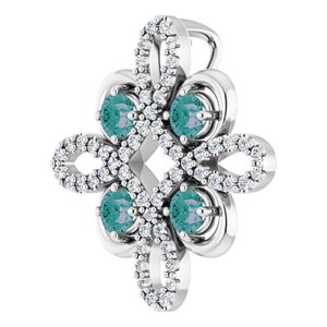 14K White Gold Natural Alexandrite & 1/6 CTW Natural Diamond Pendant