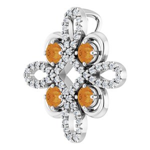 Platinum Natural Citrine & 1/6 CTW Natural Diamond Clover Pendant