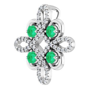 Platinum Natural Emerald & 1/6 CTW Natural Diamond Clover Pendant