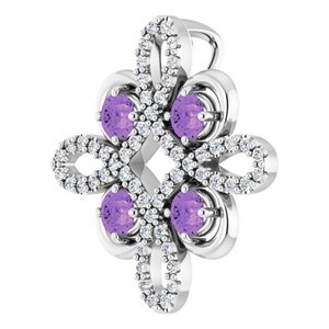 14K White Gold Natural Amethyst & 1/6 CTW Natural Diamond Pendant