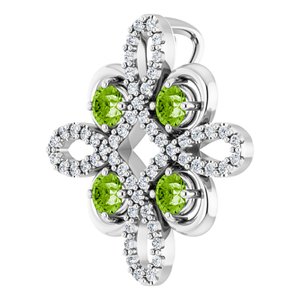 Platinum Natural Peridot & 1/6 CTW Natural Diamond Clover Pendant