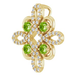 14K Yellow Gold Natural Peridot & 1/8 CTW Natural Diamond Clover Pendant