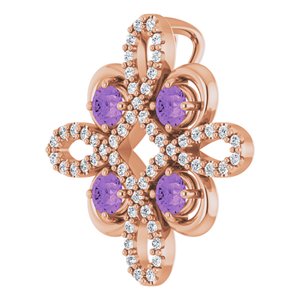 14K Rose Gold Natural Amethyst & 1/6 CTW Natural Diamond Pendant