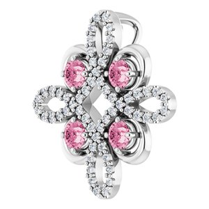 Platinum Natural Pink Tourmaline & 1/6 CTW Natural Diamond Clover Pendant