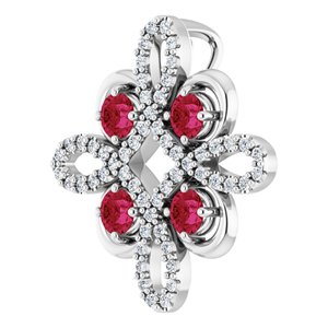 Platinum Natural Ruby & 1/6 CTW Natural Diamond Clover Pendant
