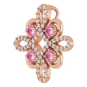 14K Rose Gold Natural Pink Tourmaline & 1/8 CTW Natural Diamond Clover Pendant