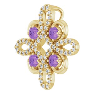 14K Yellow Gold Natural Amethyst & 1/6 CTW Natural Diamond Pendant