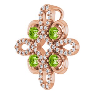 14K Rose Gold Natural Peridot & 1/6 CTW Natural Diamond Clover Pendant