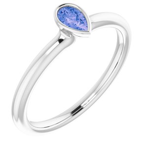 14K White Gold Natural Tanzanite Stackable Ring