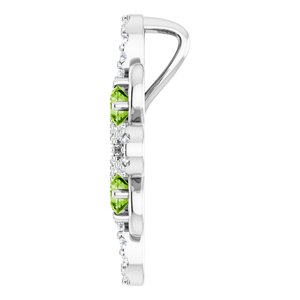 Platinum Natural Peridot & 1/6 CTW Natural Diamond Clover Pendant